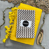 Indupriyaa Yellow Handloom Khadi Cotton Saree With Designer Print Blouse
